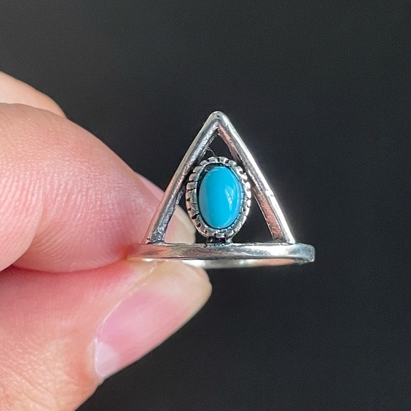 S925 silver turquoise stone statement ring size 6 - Picture 5 of 8